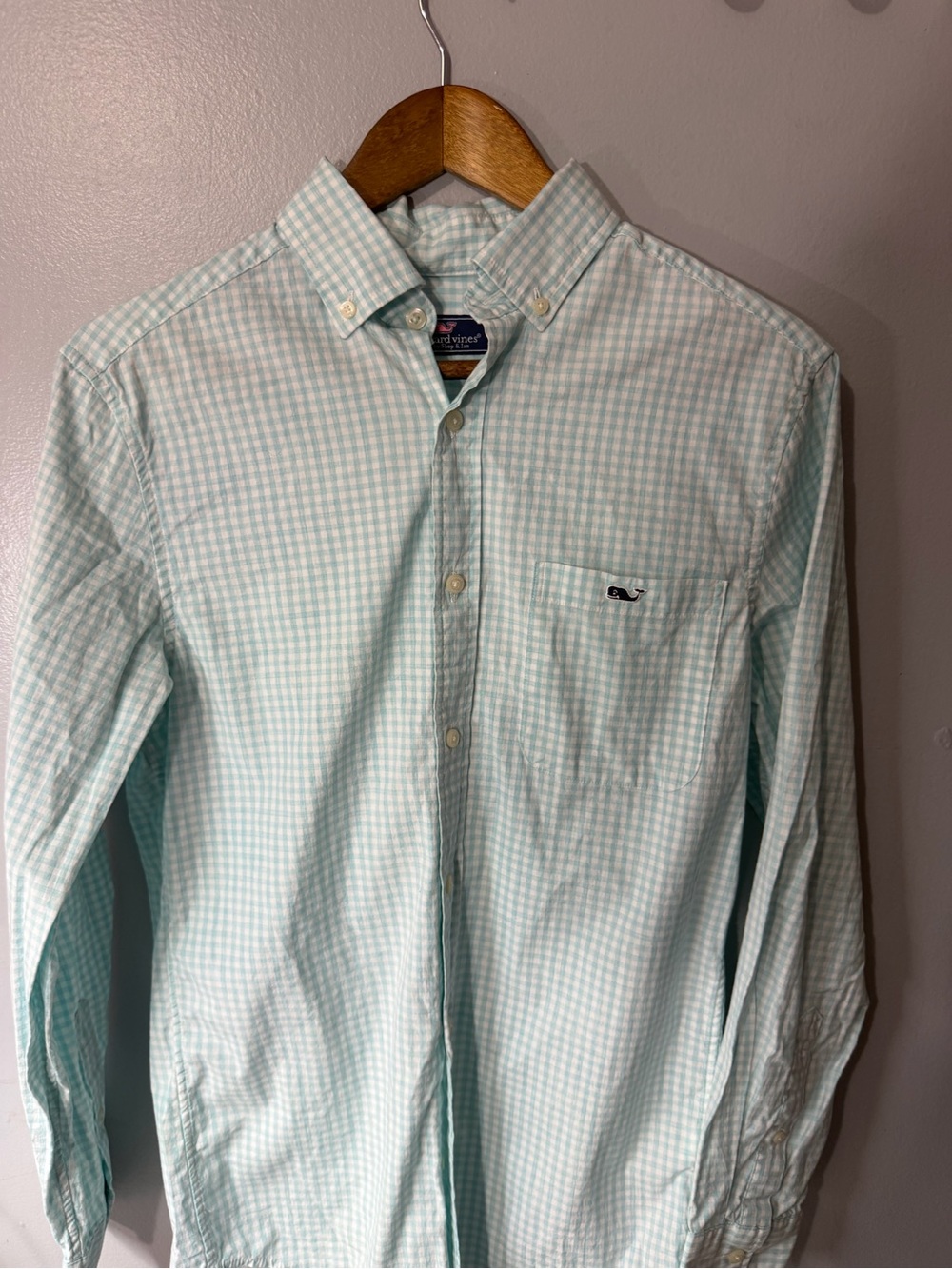 Vineyard Vines Men’s Mint Gingham Button-Down Shirt